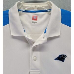 NFL Team Apparel Carolina Panthers Polo Shirt Mens XL Blue Trim Short‎ Sleeve